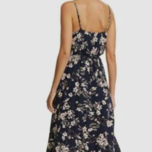 Aqua Blue w/ Pink Floral Faux Wrap Maxi Dress - Medium - Picture 3 of 16